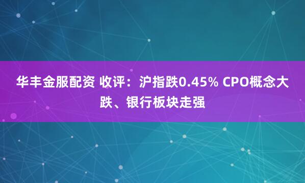 华丰金服配资 收评：沪指跌0.45% CPO概念大跌、银行板块走强