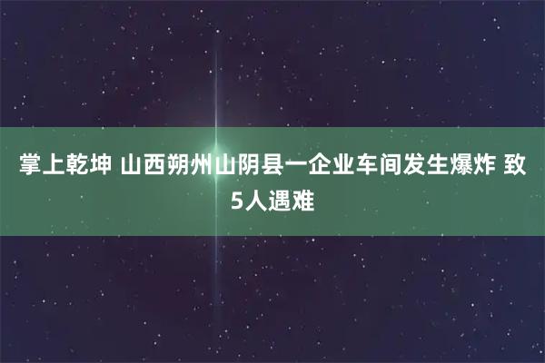 掌上乾坤 山西朔州山阴县一企业车间发生爆炸 致5人遇难
